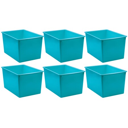 Teacher Created Resources Storage Bin, Plastic, Teal, 6 PK TCR20428